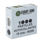 Pastilles autocollantes noire 15mm